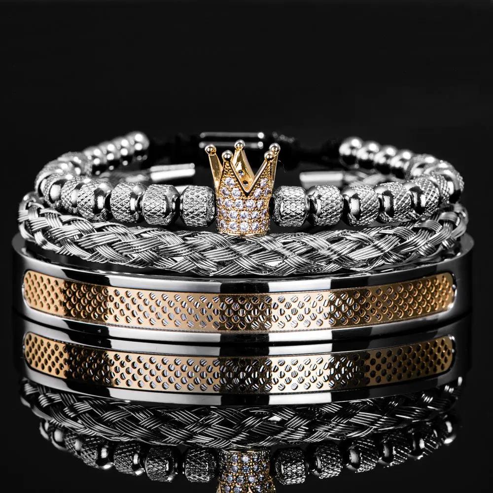 Crown Stainless Steel and Zircon Bracelet metal content
