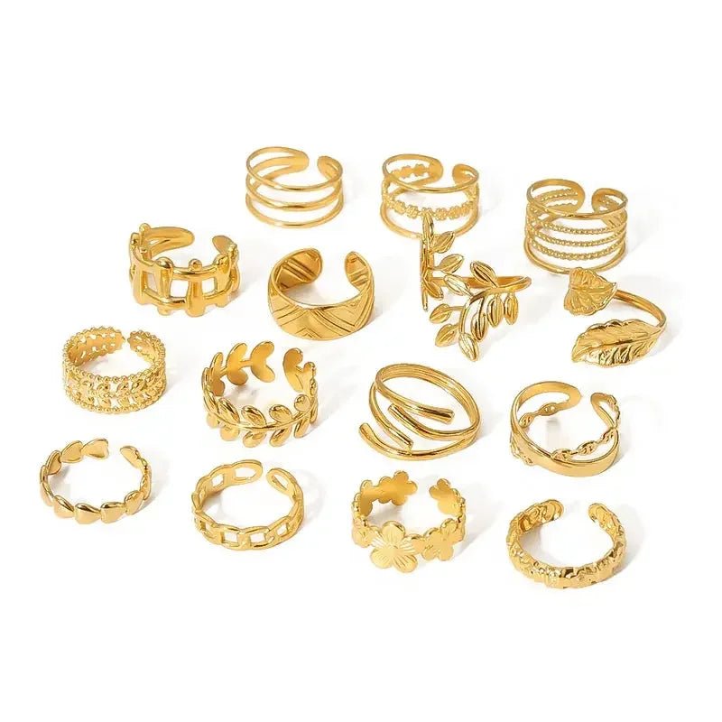Men's and Women's Grid Ring 18K Gold Plated Stainless Steel - metal content