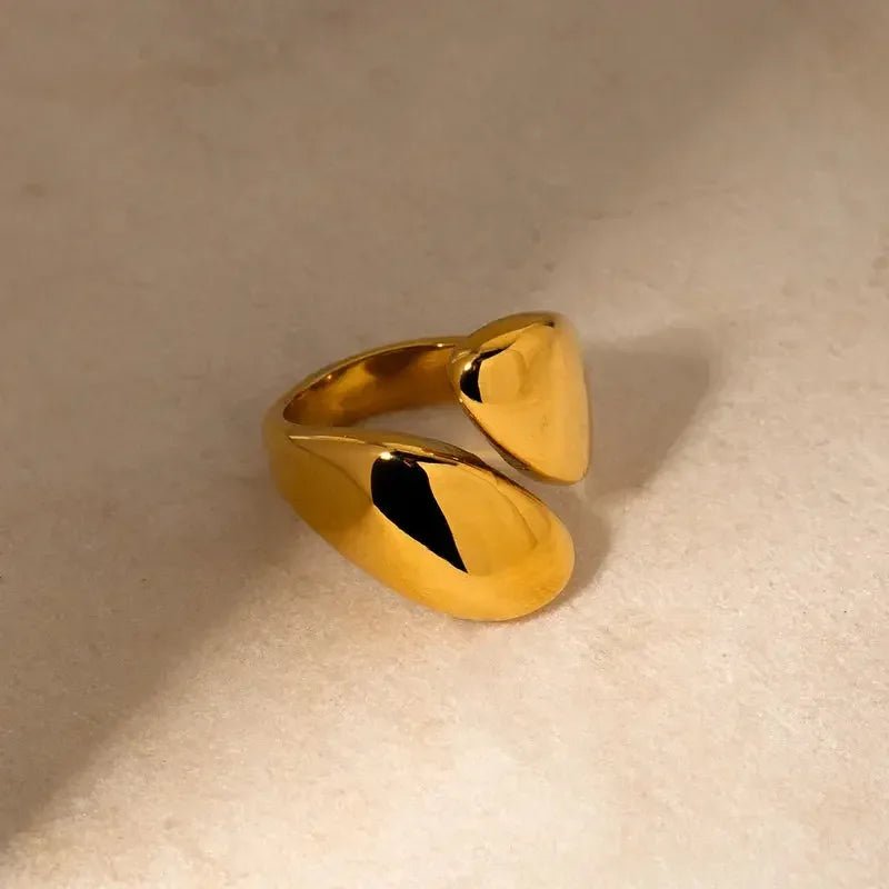 Women's and Men's 18K Gold Plated Stainless Steel Bold Open Wrap Ring - metal content