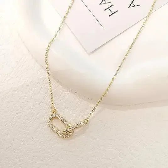 Women's Rhinestone Necklace 18K Gold Plated Stainless Steel Rhinestone Oval Link - metal content