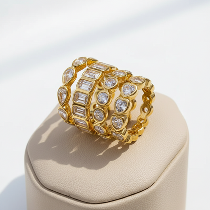 18K Gold Plated Stainless Steel Inlaid Eternity Ring