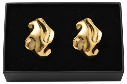 18K Gold Plated Earrings Women's Stainless Steel Retro Leaf