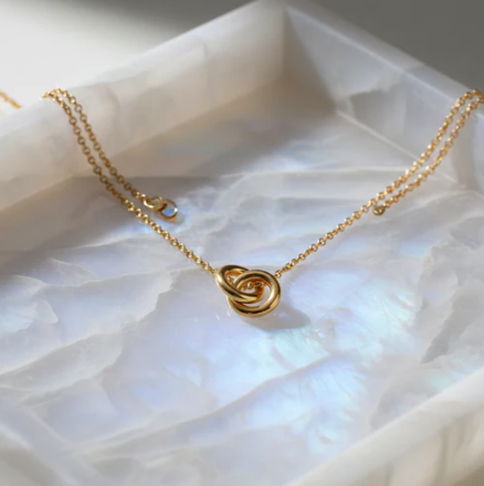 Women's Necklace - Double Ring Pendant Necklace - metal content