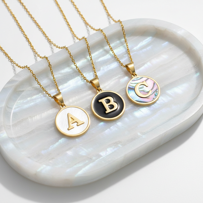 Initial Pendant Necklace Men's and Women's 18K Gold Plated Stainless Steel - metal content
