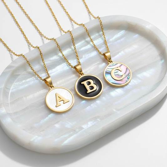 Initial Pendant Necklace Men's and Women's 18K Gold Plated Stainless Steel - metal content