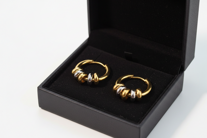 Women's Gold Earrings - Mixed Metal Huggie Hoops