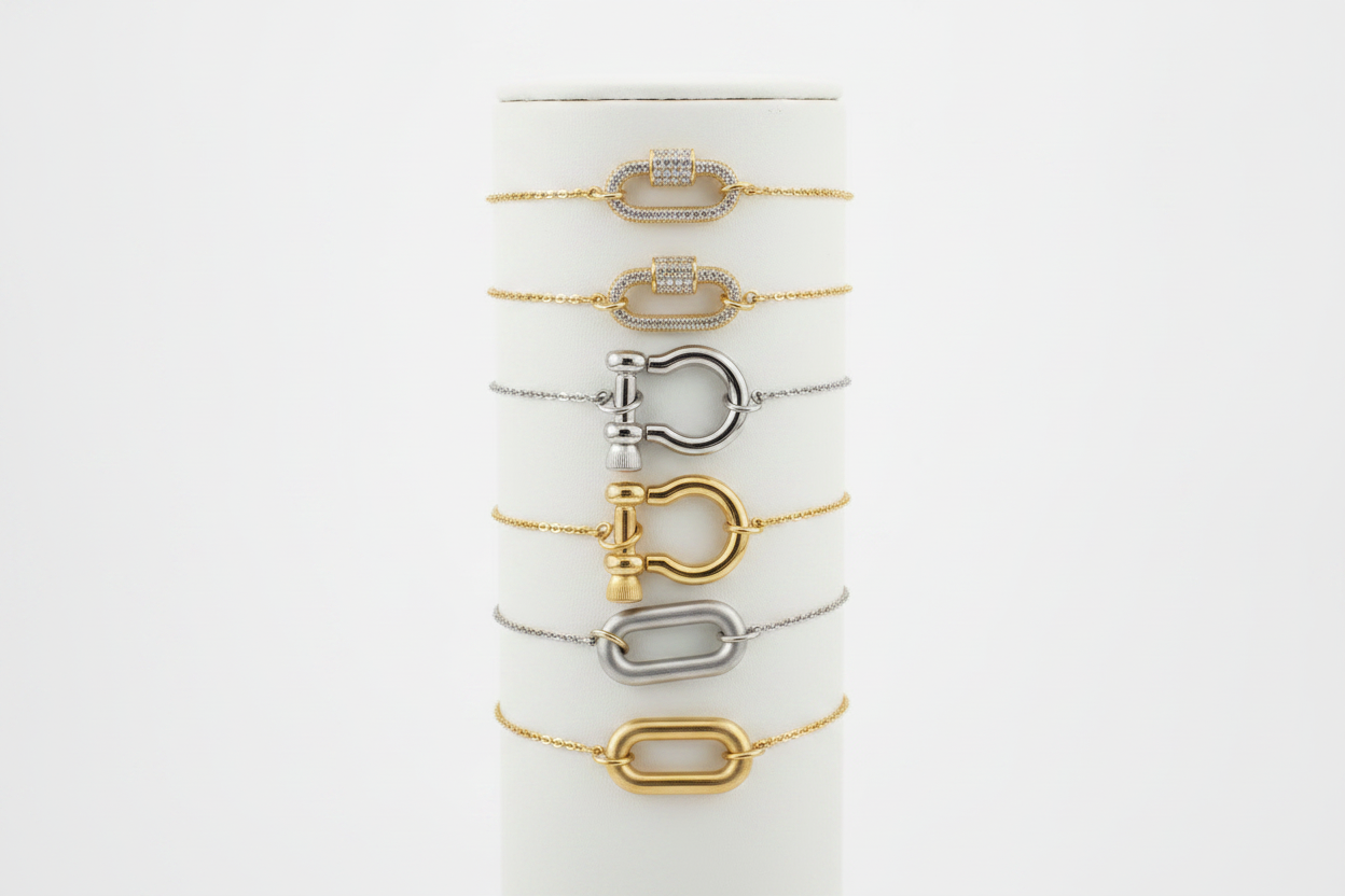 Carabiner Bracelet - 18K Gold Plated Cable Chain Bracelet