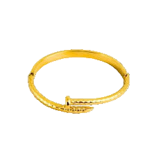 Gold nail bracelet on a white background
