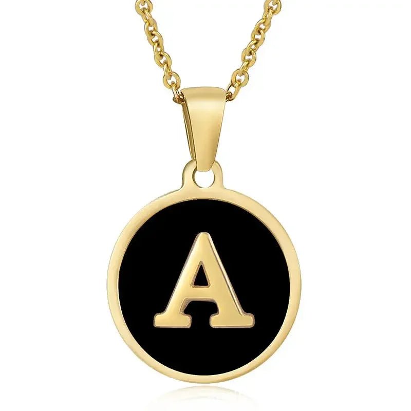 Initial Pendant Necklace Men's and Women's 18K Gold Plated Stainless Steel - metal content
