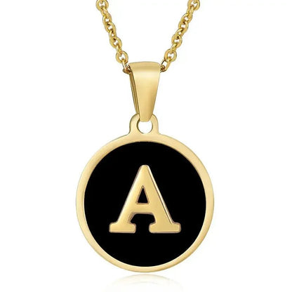 Initial Pendant Necklace Men's and Women's 18K Gold Plated Stainless Steel - metal content