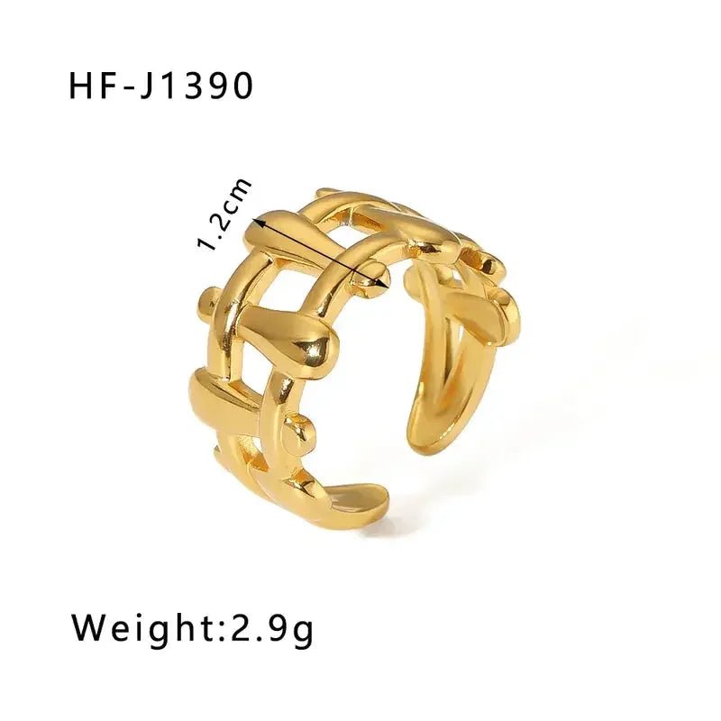 Men's and Women's Grid Ring 18K Gold Plated Stainless Steel - metal content