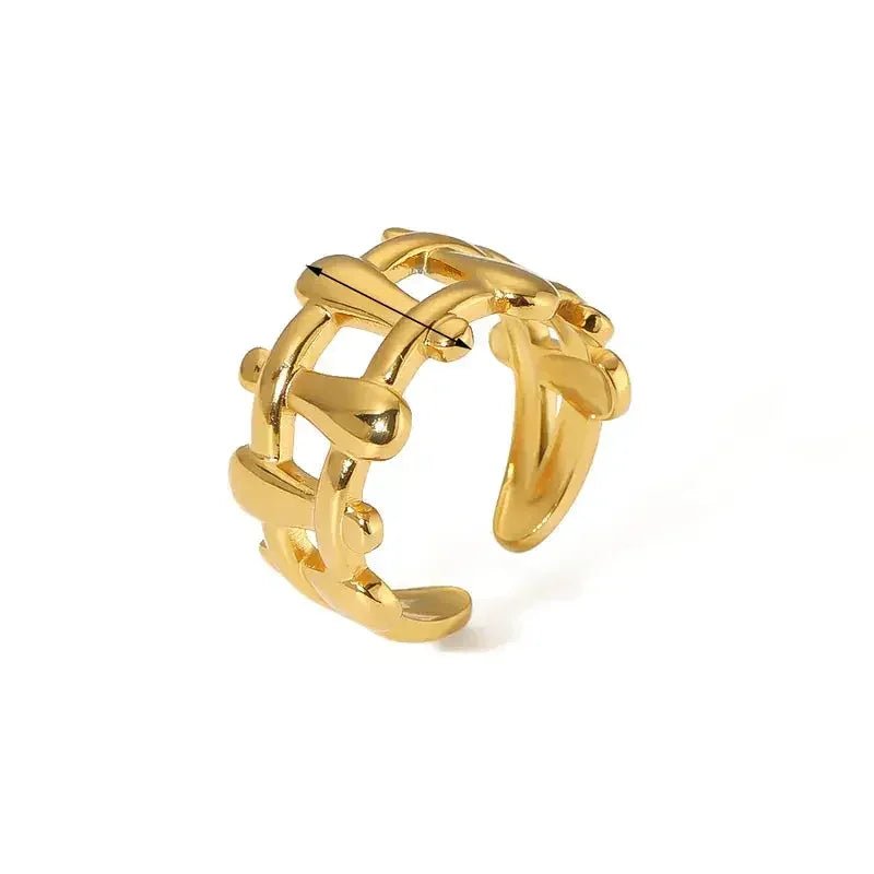 Men's and Women's Grid Ring 18K Gold Plated Stainless Steel - metal content