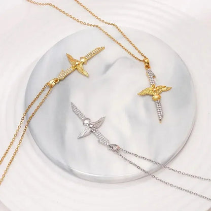 Men's Necklace Stainless Steel Dove Angel Cross - metal content