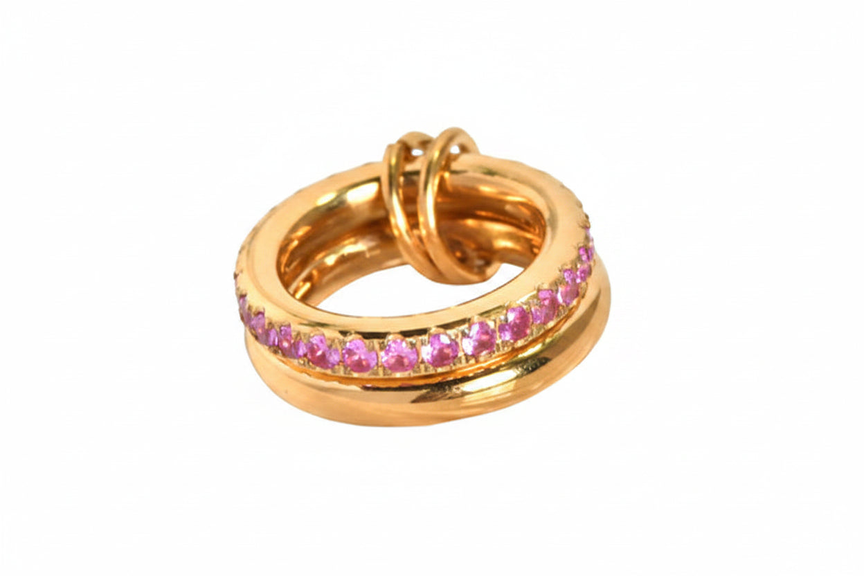 18K Gold Plated Linked Inlay Stone Ring - metal content