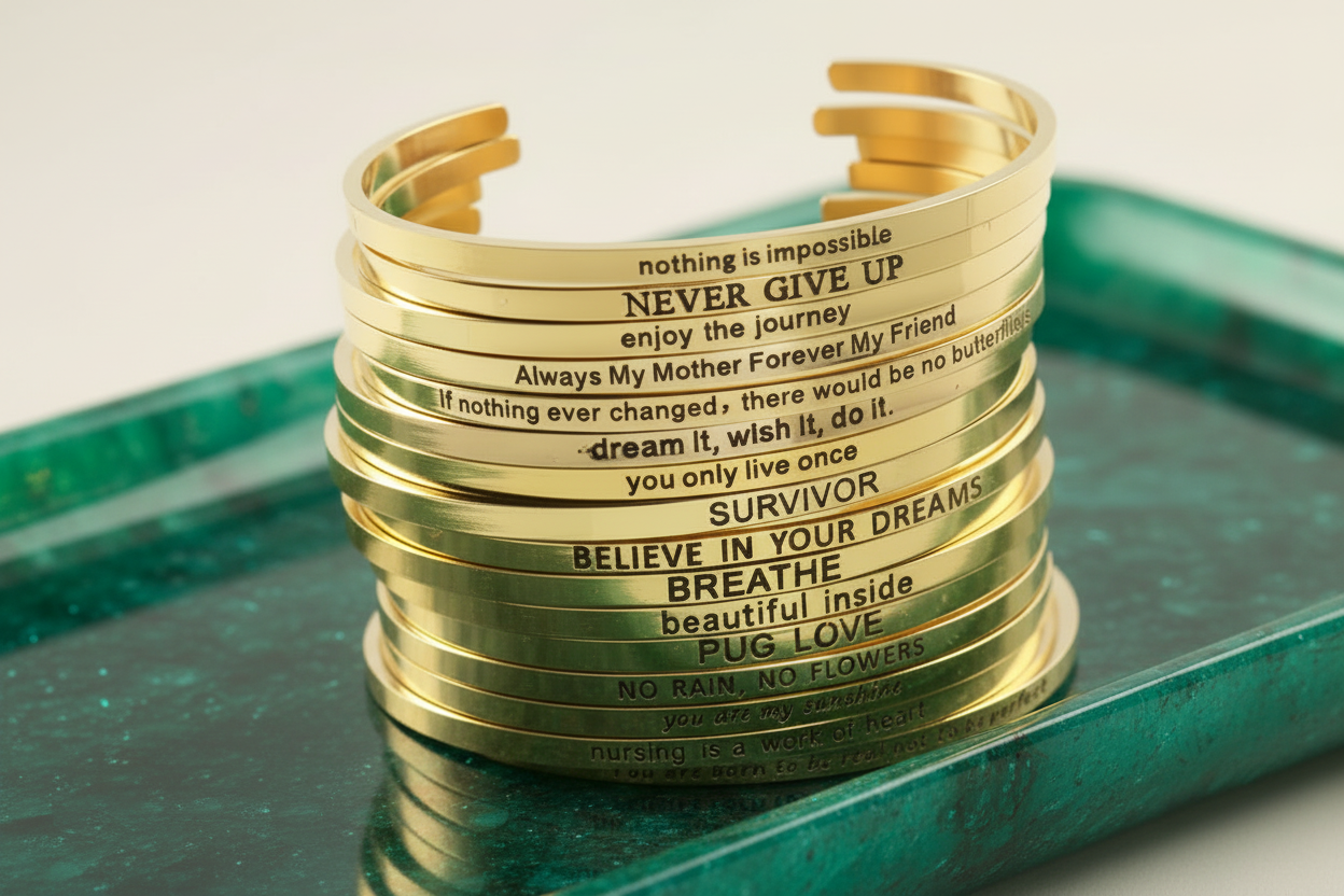 Mantra Bracelets - Empower Minimalist Cuff - metal content