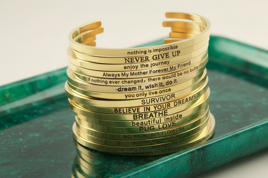 Mantra Bracelets - Empower Minimalist Cuff - metal content