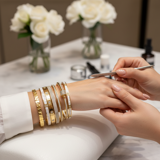 Tarnish Free Timeless Stainless Steel Rhinestone Bracelet - metal content