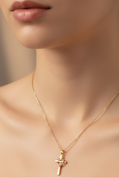 Tarnish-Proof Gold Plated Zircon Cross Necklace | Glam Jewelry