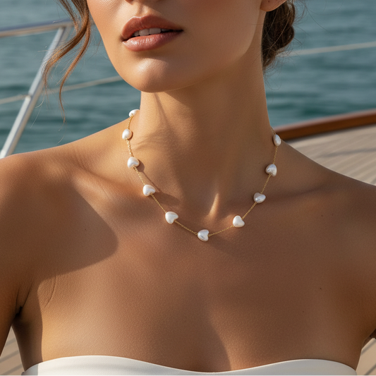 Marine Style Stainless Steel Imitation Pearl Necklace - Butterfly, Heart and More! - metal content