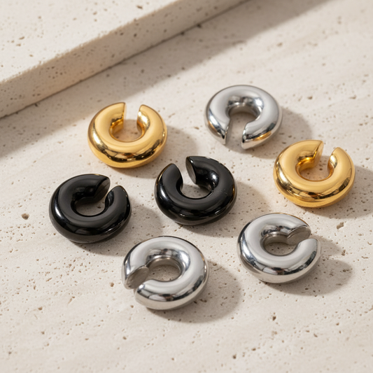 Large Chunky Gold Plated Ear Cuffs - metal content