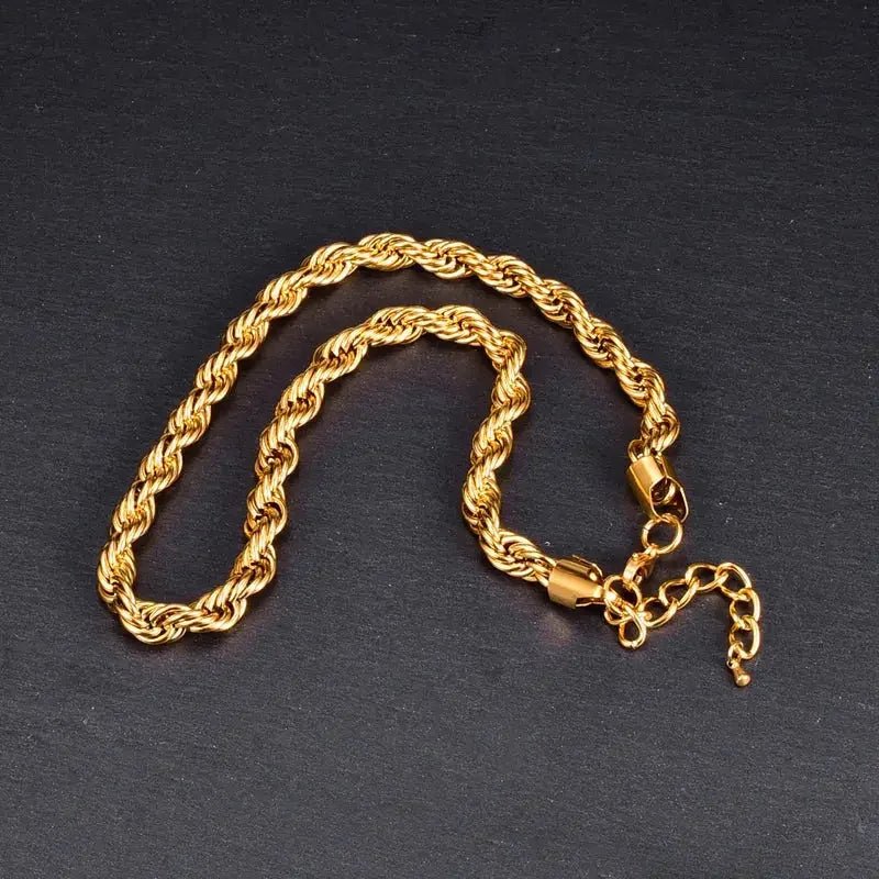 Gold twisted rope chain bracelet with adjustable clasp from Metal Content