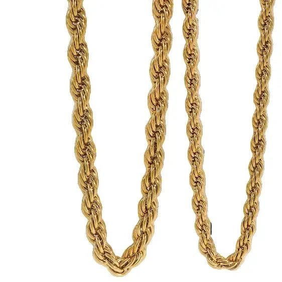 Gold tone metal rope chain necklace from Metal Content with twisted link design