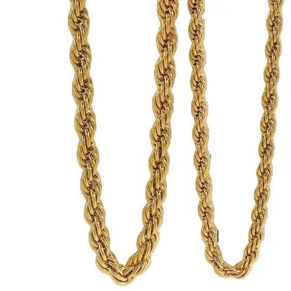 Gold tone metal rope chain necklace from Metal Content with twisted link design