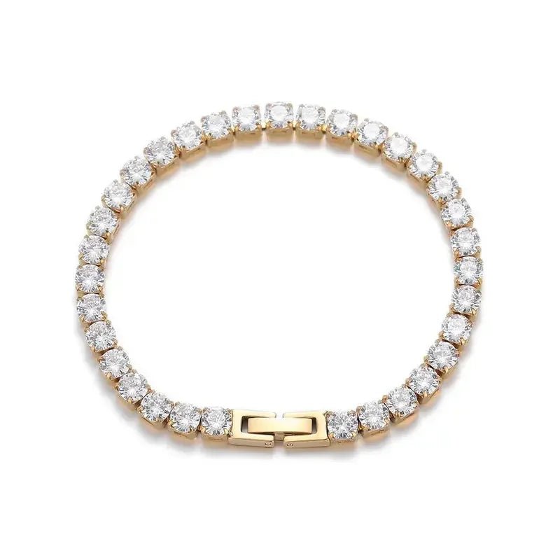 Women's 18K Gold Plated Stainless Steel Zircon Tennis Bracelet - metal content