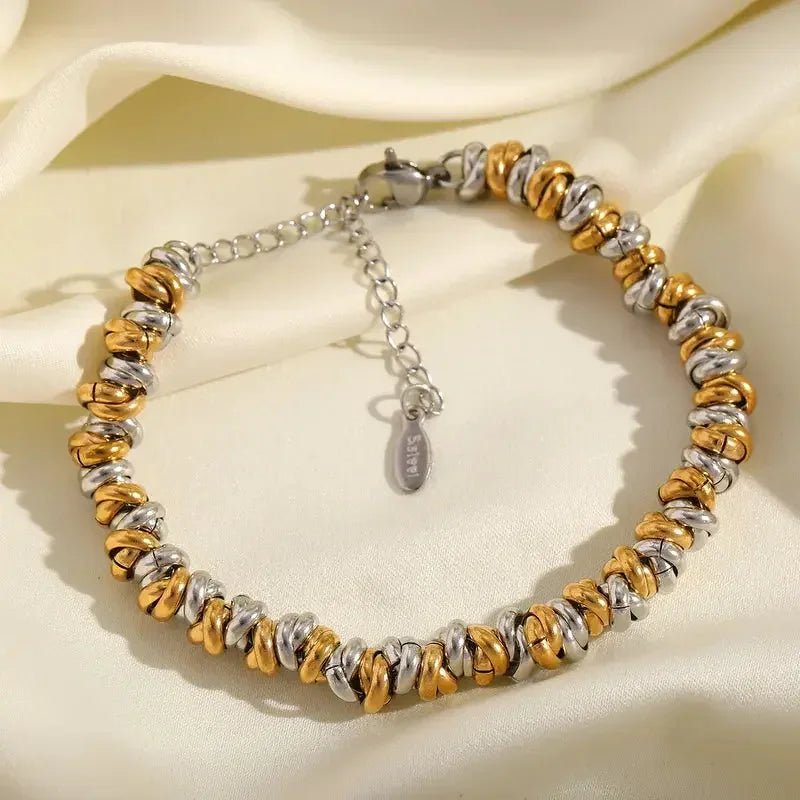 Women's Bracelet 18K Gold Plated Stainless Steel Mixed Metal Link - metal content