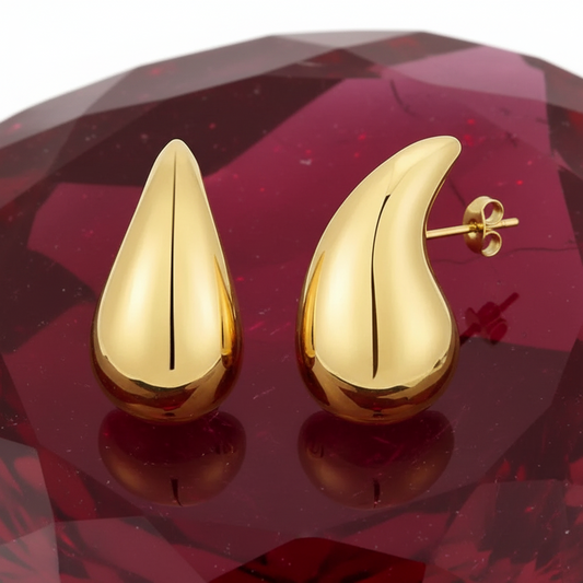 Women's Earrings 18K Gold Plated Stainless Steel Tear Drop - metal content