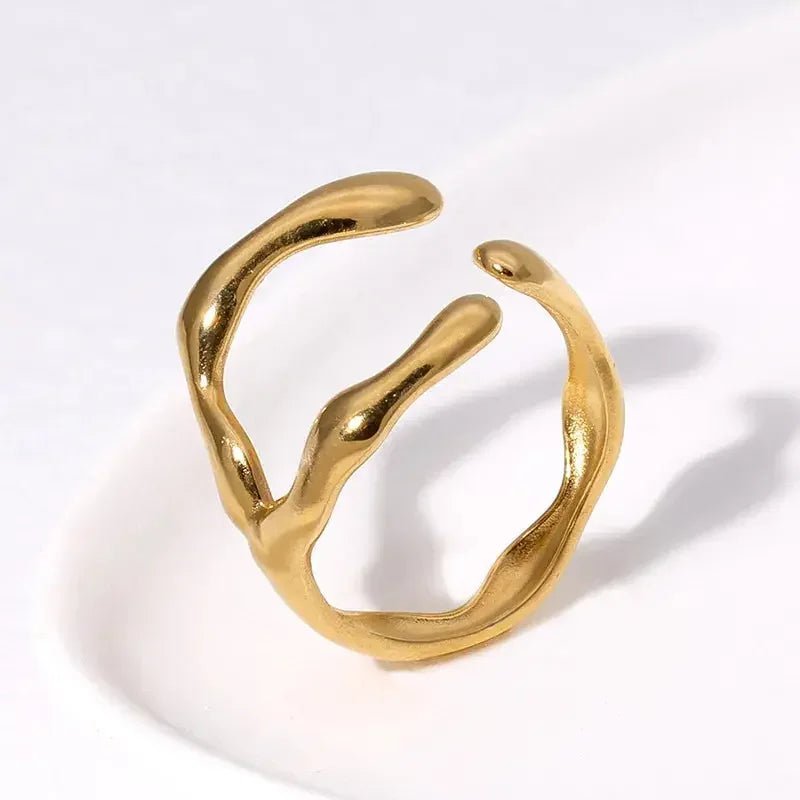 Women's Ring 18K Gold Plated Stainless Steel Adjustable Claw - metal content