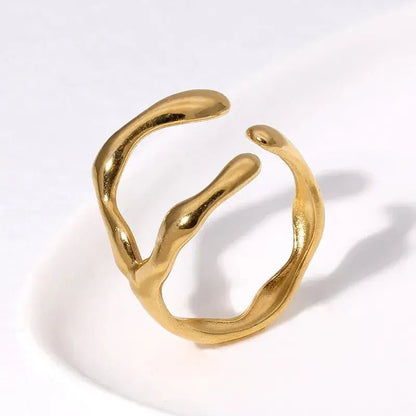 Women's Ring 18K Gold Plated Stainless Steel Adjustable Claw - metal content