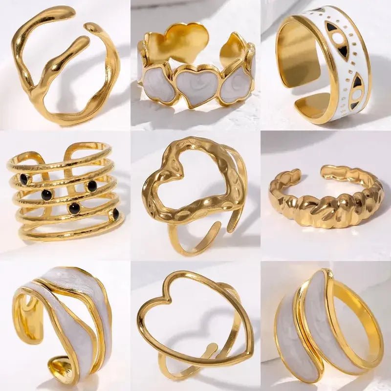 Women's Ring 18K Gold Plated Stainless Steel Adjustable Claw - metal content