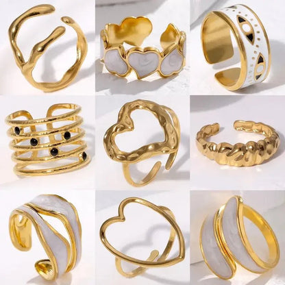 Women's Ring 18K Gold Plated Stainless Steel Adjustable Claw - metal content