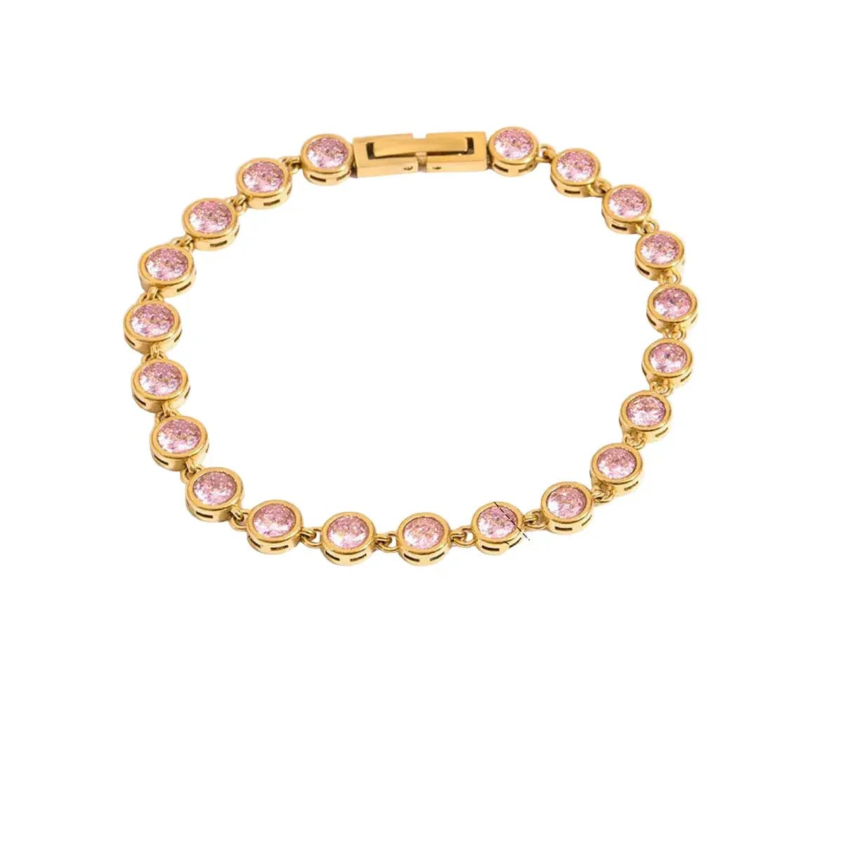 Women's Tennis Bracelet 18K Gold Plated Stainless Steel Bezel Zircon - metal content